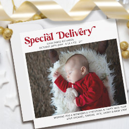 Speciell Delivery First jul Baby Photo Julkort