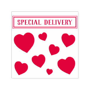 Speciell Delivery Hearts Valentine Day Kärlek Retr Självfärgande Stämpel