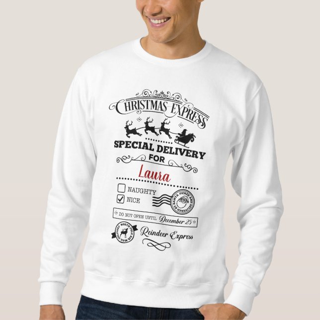 Speciell Delivery Nice LIst jul Hoodie Långärmad Tröja (Framsida)