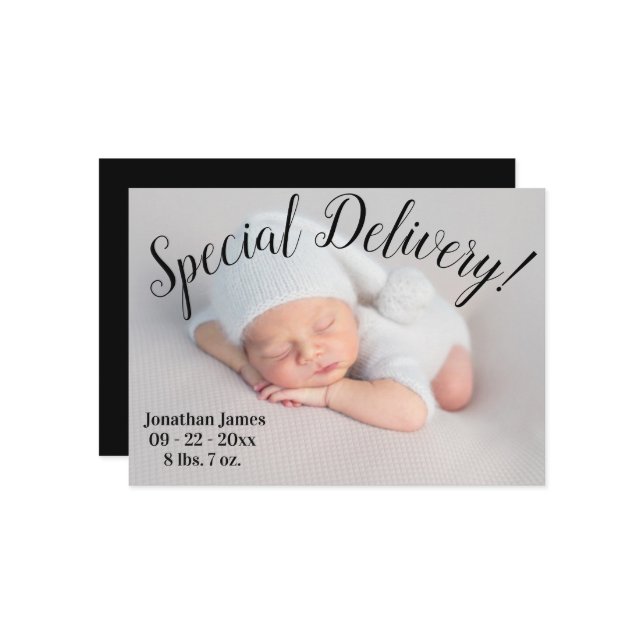 Speciell Delivery Photo Script Gender Neutral Birt Meddelande (Fram/Back In Situ)