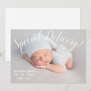 Speciell Delivery Photo Script Gender Neutral Birt Meddelande