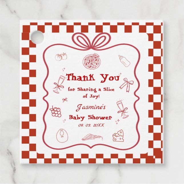 Speciell Delivery Pizza Baby Shower Party Gåvor Etiketter (Framsida)