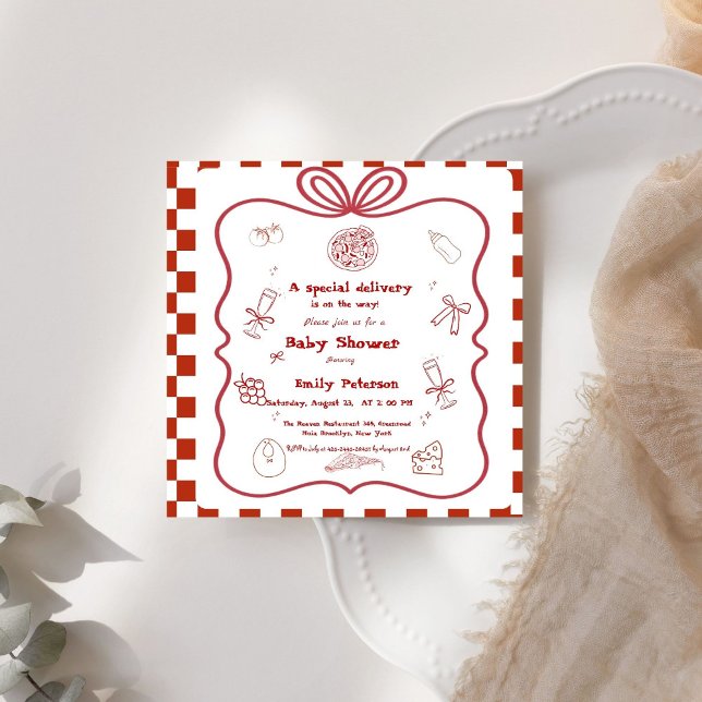 Speciell Delivery Pizza Baby Shower Party Inbjudningar (Skapare uppladdad)