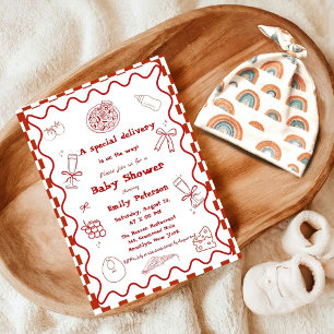 Speciell Delivery Pizza Baby Shower Party Inbjudningar