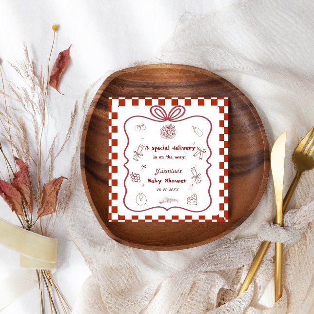 Speciell Delivery Pizza Baby Shower Party Pappersservett (Skapare uppladdad)