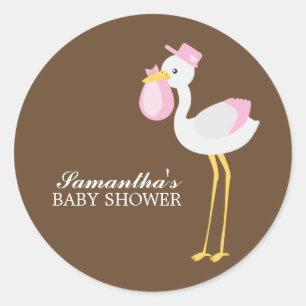 Speciell Delivery Rosa Stork Runt Klistermärke