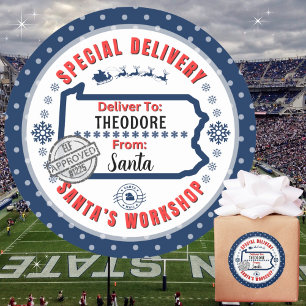 Speciell Delivery Santa to Child i Pennsylvania Runt Klistermärke