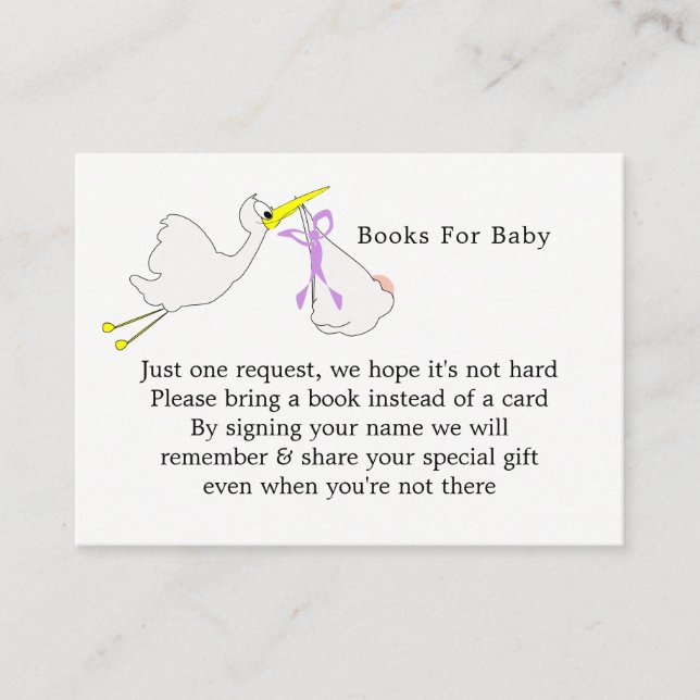 Speciell Delivery Stork Baby Shower Bokar för Baby Tilläggskort (Framsida)