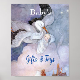 Speciell Delivery Stork Baby Shower Bokar & Leksak Poster