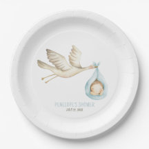 Speciell Delivery Stork Blue Pojke Baby Shower
