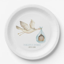 Speciell Delivery Stork Blue Pojke Baby Shower