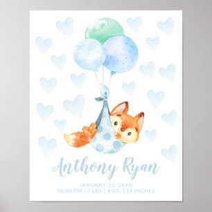 Speciell Delivery Stork Fox Baby Stats Poster