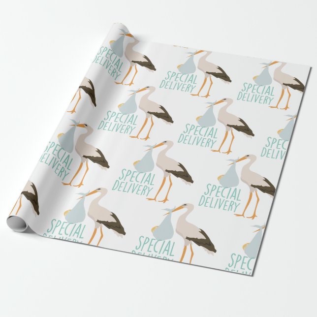 Speciell Delivery Stork Presentpapper (Utrullad)