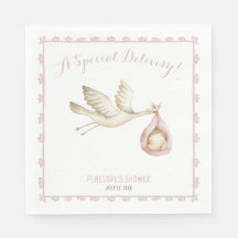 Speciell Delivery Stork Rosa Flicka Baby Shower