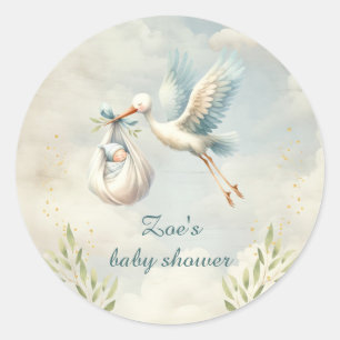Speciell Delivery Vintage Stork Boy Shower Runt Klistermärke
