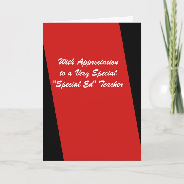 Speciell Ed Teacher Tack Red and Black Kort (Framsida)