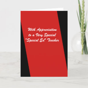 Speciell Ed Teacher Tack Red and Black Kort