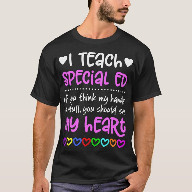 Speciell Ed Teacher Tshirt Gift Händer Fullt Heart T Shirt (Framsida)