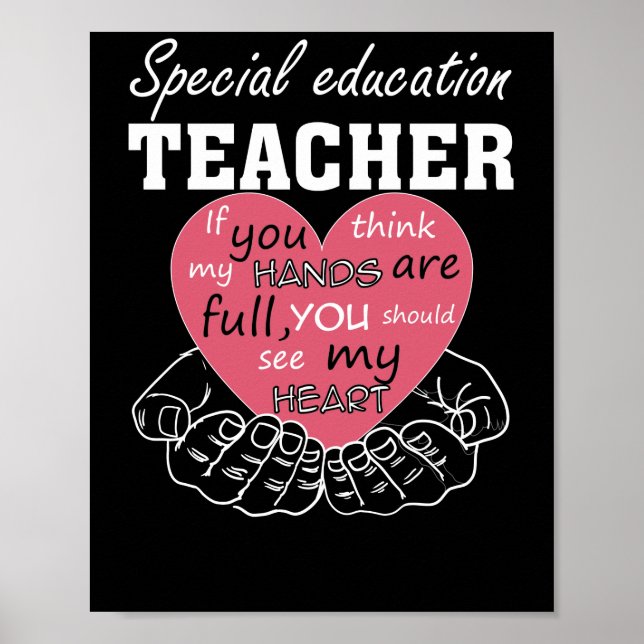 Speciell Education Teacher Fullt Heart Teacher Poster (Framsidan)