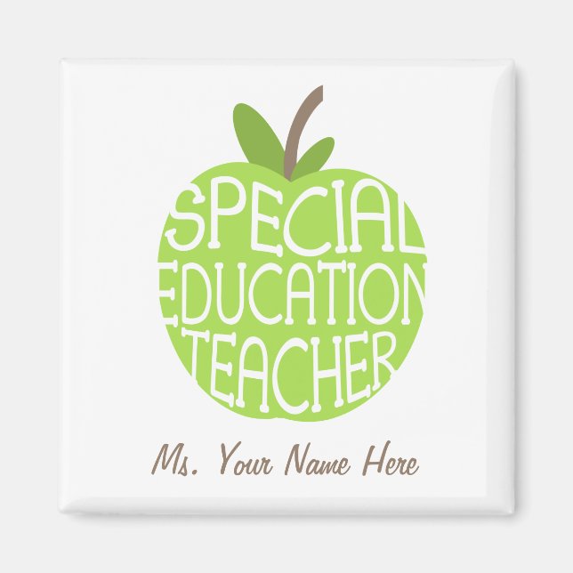 Speciell Education Teacher Grönt Apple Magnet (Framsidan)