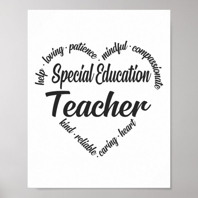 Speciell Education Teacher Heart Ord Cloud Poster (Framsidan)