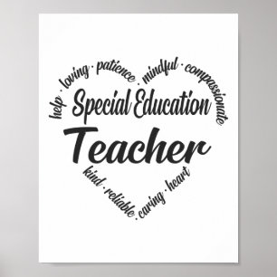 Speciell Education Teacher Heart Ord Cloud Poster