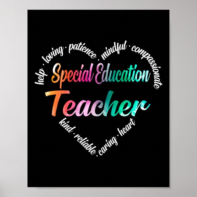 Speciell Education Teacher Heart Ord Cloud Poster (Framsidan)