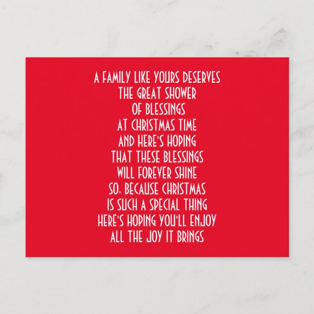 SPECIELL FAMILJ I CHRISTMAS HELG VYKORT (Framsida)