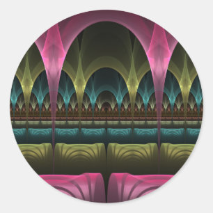 Speciell Fantasy Mönster Abstrakt Colorful Fractal Runt Klistermärke
