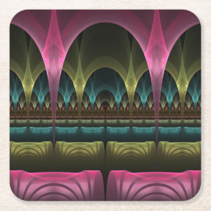 Speciell Fantasy Mönster Abstrakt Colorful Fractal Underlägg Papper Kvadrat