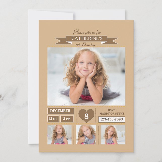 Speciell födelsedagfotoinbjudan inbjudningar (Framsida)