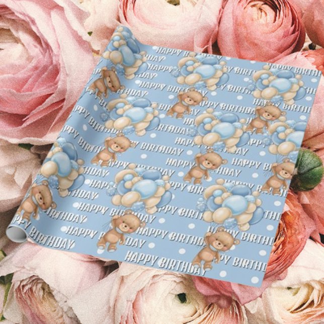 Speciell födelsedagspresent presentpapper (Delight in our adorable watercolor teddy bear wrapping paper!)