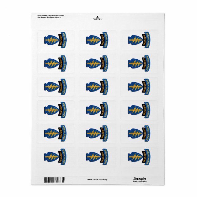 Speciell Forces grönt Berets SF SFG SOF Veterans Adressetikett (Helt Ark)