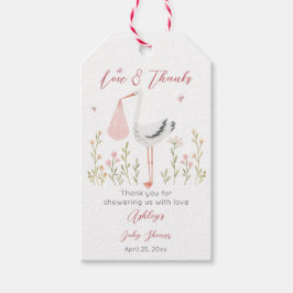 Speciell förlossningsstork vår babydusch presentetikett