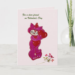 Speciell friend Cute Cat med hjärthjärthjärtans da Kort
