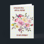 Speciell Friend Watercolor Blommigt Birthday Önske Kort<br><div class="desc">Ett snyggt Grattis på födelsedagen-kort för Blommigt med ett enkelt sätt att anpassa utsidan och insidan.</div>