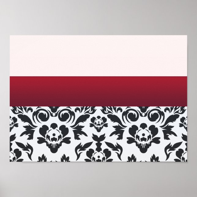 Speciell gåva av vit röd Damask Poster (Framsidan)