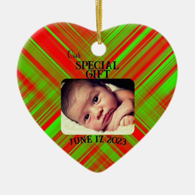 Speciell Gift Heart Photo Acrylic Ornament (Framsidan)