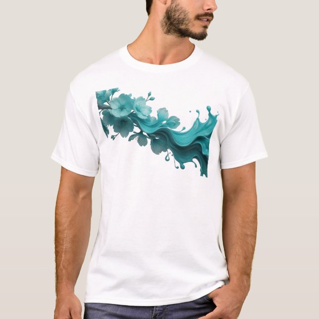 Speciell Grön ABSTRAKT BLOMMA Modedesign T Shirt (Framsida)