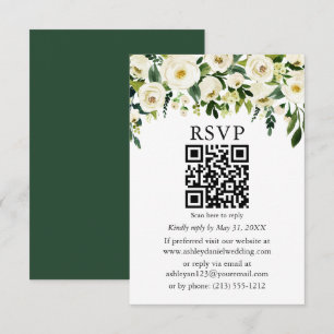 Speciell - Grönt Vit Blommigt QR Bröllop OSA Kort