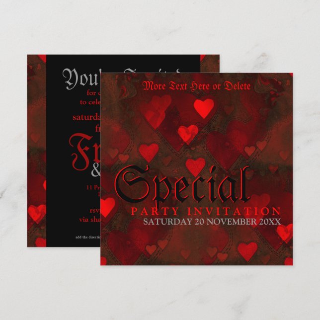 Speciell gruppinbjudan till Gothic Grunge Passion- Inbjudningar (Fram/baksida)