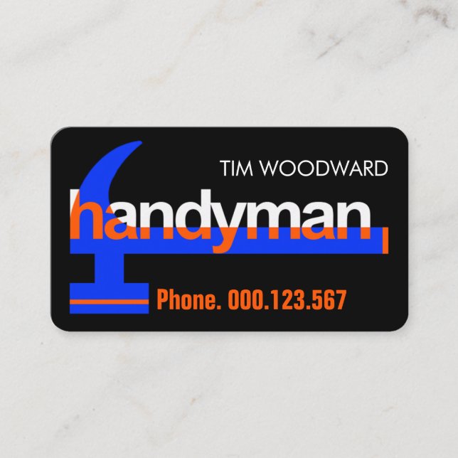 Speciell Handyman Hammer Byggnad Visitkort (Framsida)