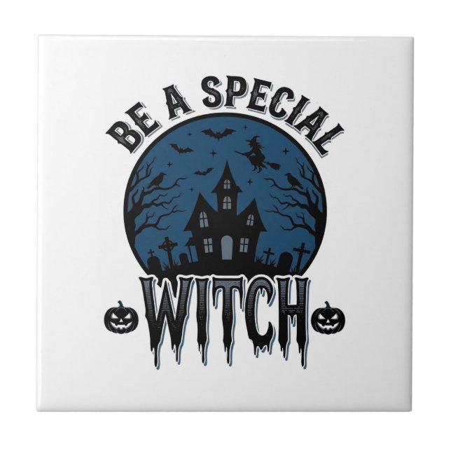Speciell häxa Halloween Vintage Gravyr Design_1 Kakelplatta (Framsidan)