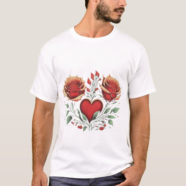 " 🌹 Speciell hjärtstilleståndsdesign Stil - 💐 💐 T Shirt (Framsida)
