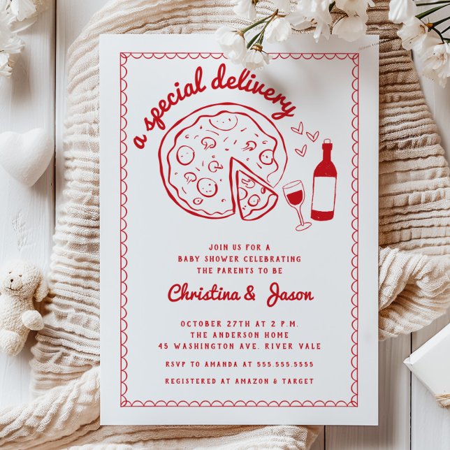 Speciell inbjudan till Pizza Baby Shower för lever (Skapare uppladdad)