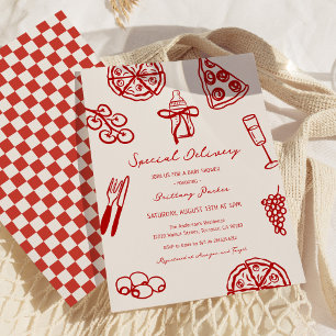 Speciell italiensk Pizza Theter Baby Shower Inbjudningar