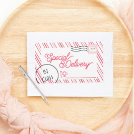 Speciell julklapp för kommande leverans rektangulärt klistermärke