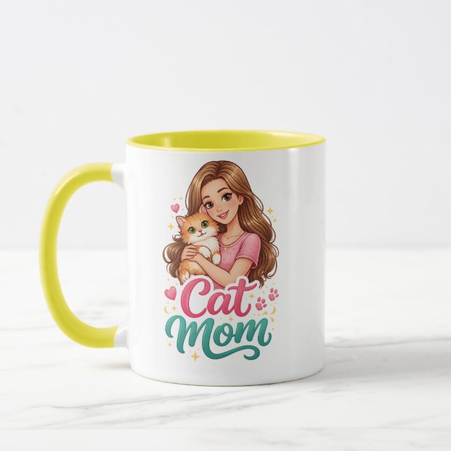 Speciell kattmamma-mugg – Söt Kitty-älskare kaffek Mugg (Vänster)