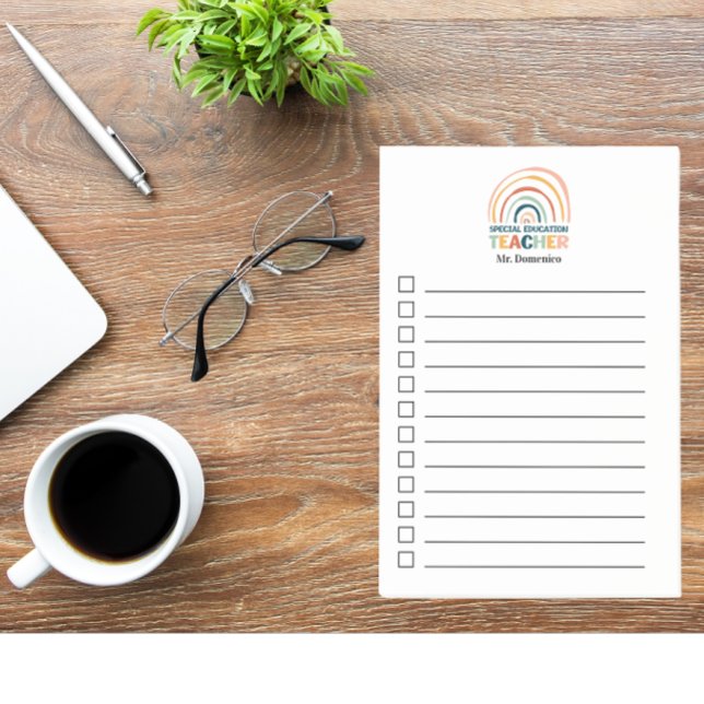 Speciell lärare i utbildning retro färg boho rainb post-it block (Skapare uppladdad)