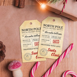 Speciell leverans av jultomten Nordpolen Presentetikett